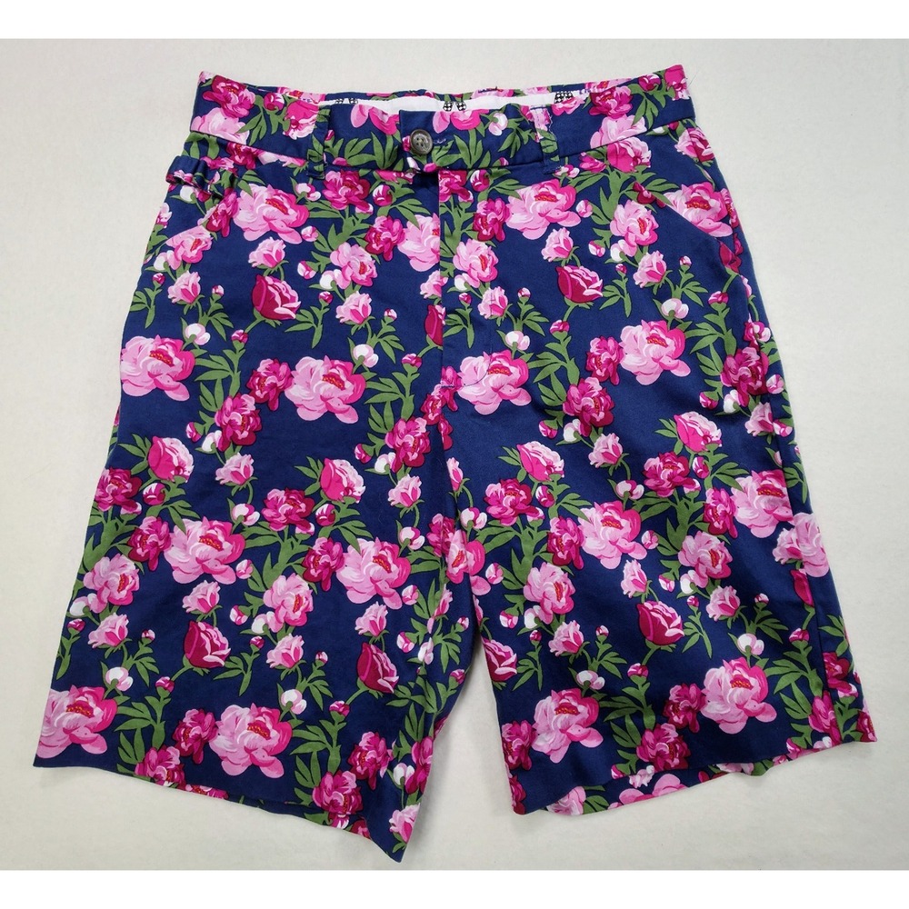 Royal & Awesome Shorts Mens 30 Floral Print Pink Golf Chino Flat‎ Front